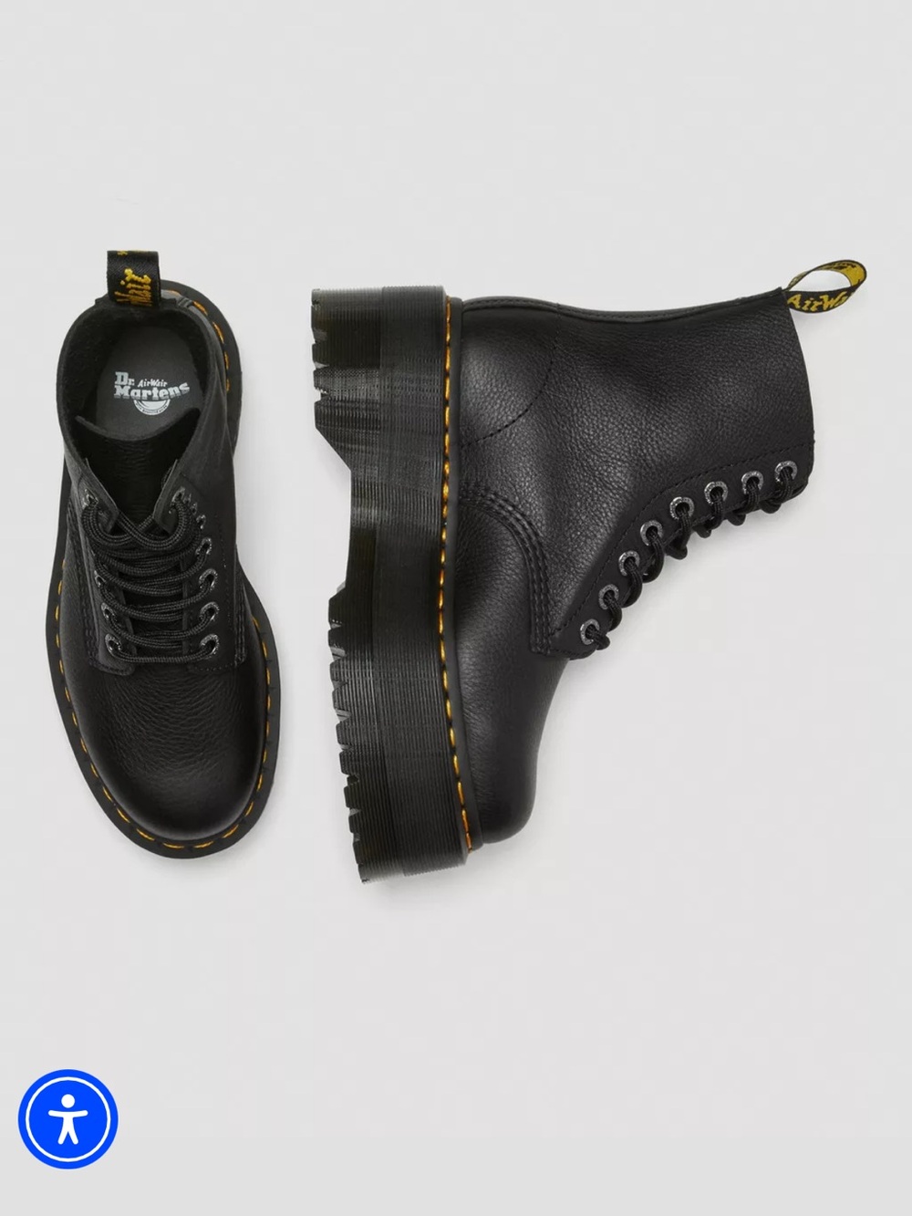 Dr. Martens 1460 MAX LEATHER PLATFORM BOOTS in Black Pisa Size 9 - Picture 2 of 12